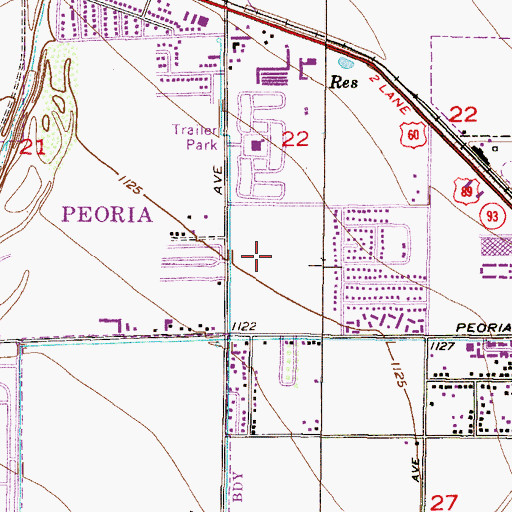Topographic Map of Peoria Polynesian Village Mobile Home Park, AZ