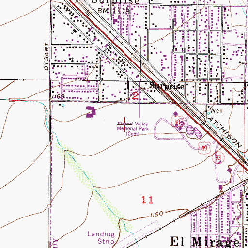 Topographic Map of Rosewood Estates Mobile Home Park, AZ