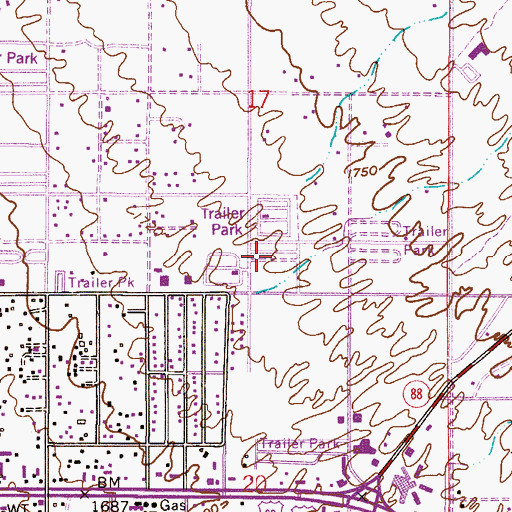 Topographic Map of Round - Up Mobile Home Park, AZ