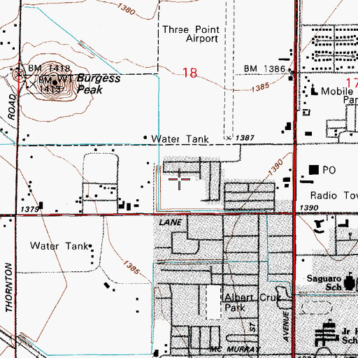 Topographic Map of Sunwest Resort Mobile Home Park, AZ