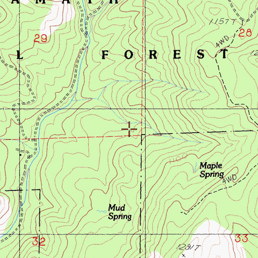 Topographic Map of Maple Spring, CA