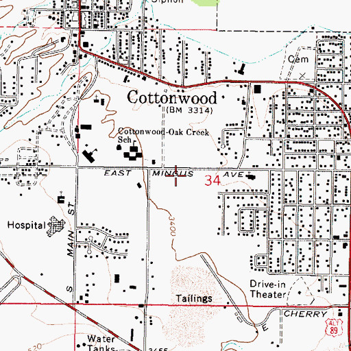 Topographic Map of Carefree Assisted Living Center, AZ
