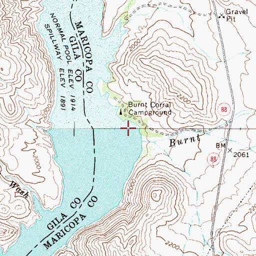 Topographic Map of Apache Lake Boat Launch, AZ