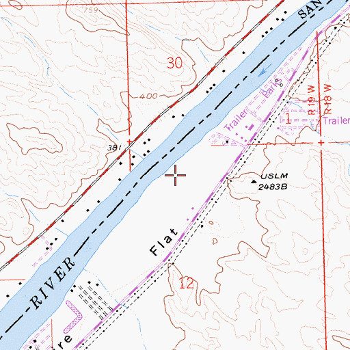 Topographic Map of Sandbar Resort Red Rock Campgrounds, AZ