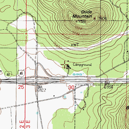 Topographic Map of Williams - Circle Pines Kampgrounds of America, AZ