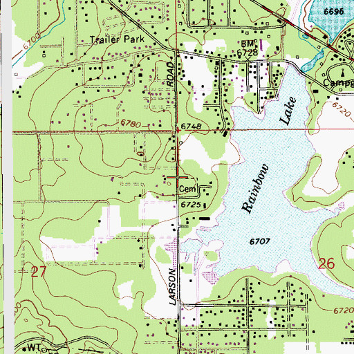 Topographic Map of Lakeside Cemetery, AZ