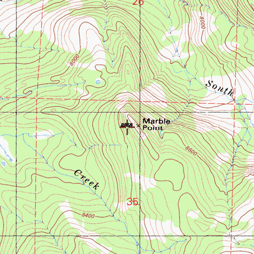 Topographic Map of Marble Point, CA