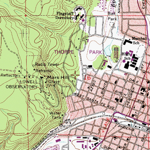 Topographic Map of Thorpe Park Community and Senior Center, AZ