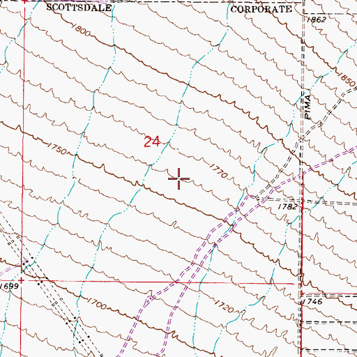 Topographic Map of Grayhawk Golf Club, AZ