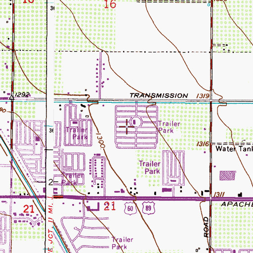 Topographic Map of Citrus Gardens Mobile Home Park, AZ