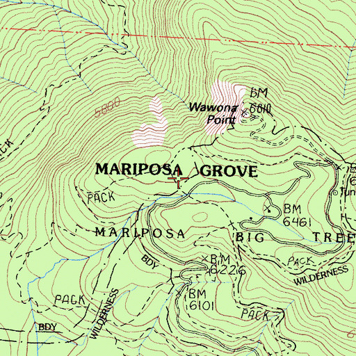 Topographic Map of Mariposa Grove, CA
