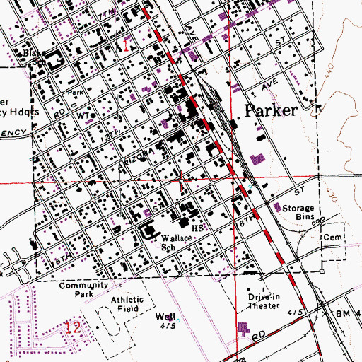 Topographic Map of Parker Trailer Park, AZ