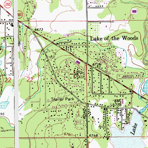 Topographic Map of Running Bear Mobile Resort, AZ