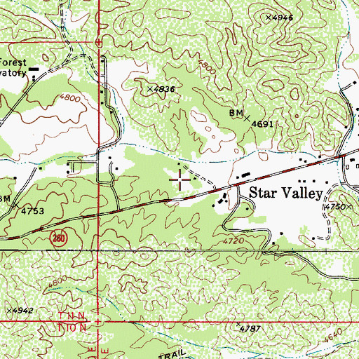Topographic Map of Star Vale Mobile Home Park, AZ