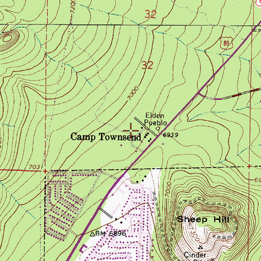 Topographic Map of The Elms Mobile Home Park, AZ