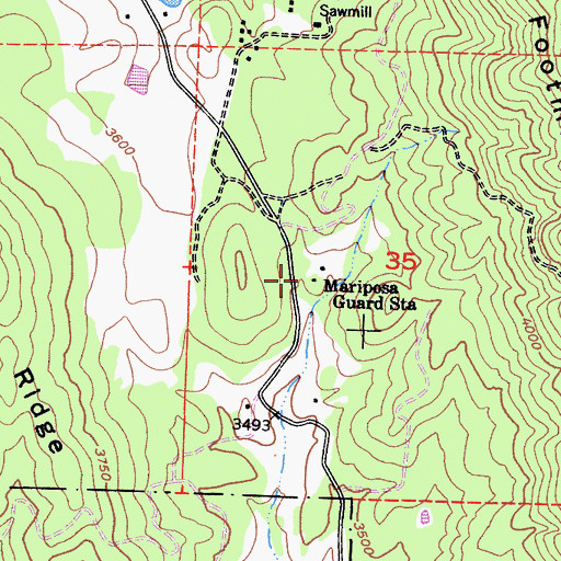 Topographic Map of Mariposa Guard Station, CA