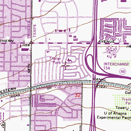 Topographic Map of The Meadows Mobile Home Park, AZ