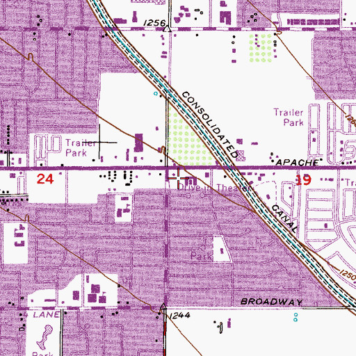 Topographic Map of Venture Out Recreational Vehicle Resort, AZ