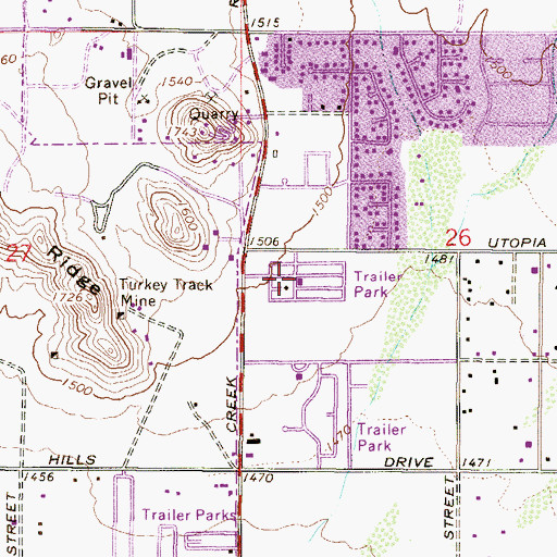 Topographic Map of Whispering Palms Mobile Home Park, AZ