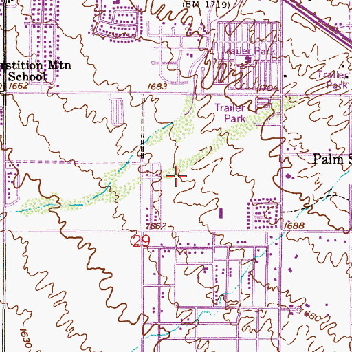 Topographic Map of Roadhaven Golf Course, AZ
