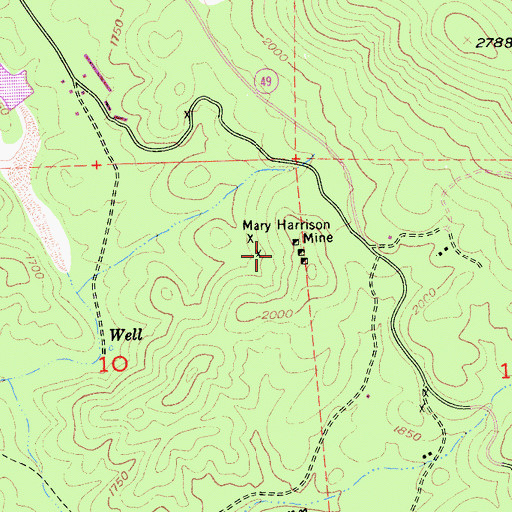 Topographic Map of Mary Harrison Mine, CA