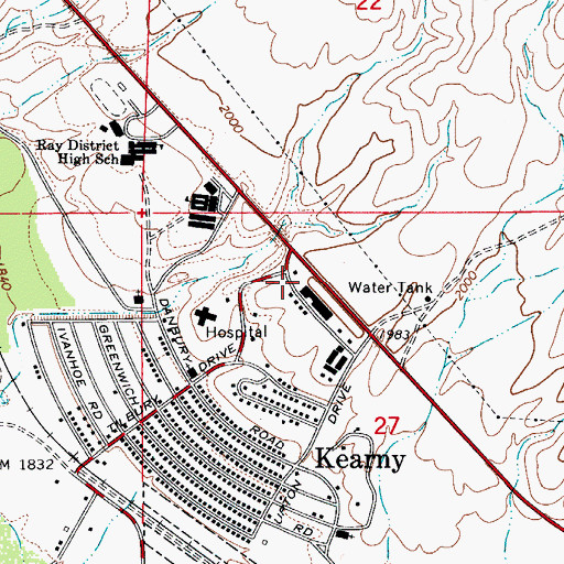 Topographic Map of Kearny Post Office, AZ