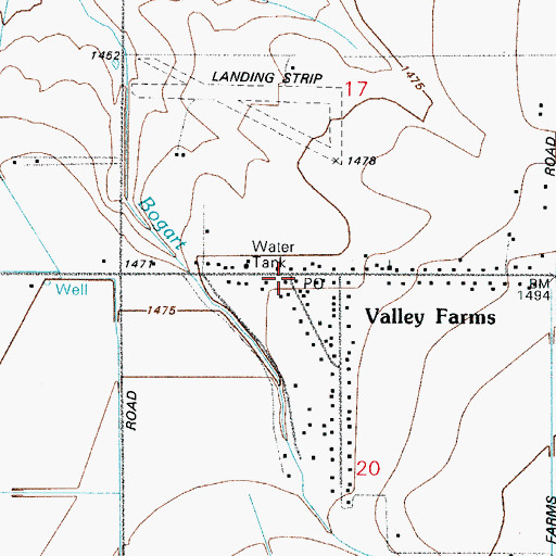 Topographic Map of Valley Farms Post Office, AZ