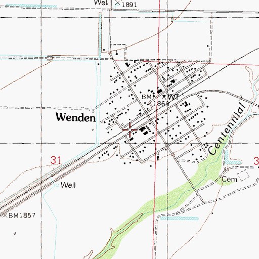 Topographic Map of Wenden Post Office, AZ
