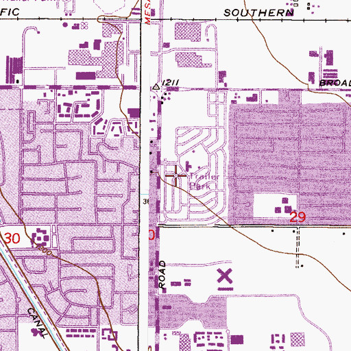 Topographic Map of Holiday Village Mobile Home Park, AZ
