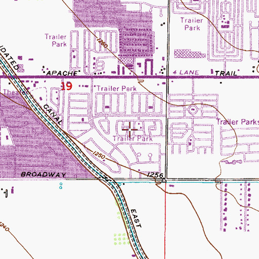 Topographic Map of Mesa Village Mobile Home Park, AZ