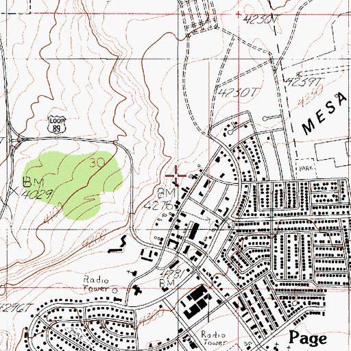 Topographic Map of Rim View Trailer Village, AZ