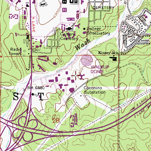 Topographic Map of Northern Arizona University Flagstaff Campus McConnell Hall, AZ