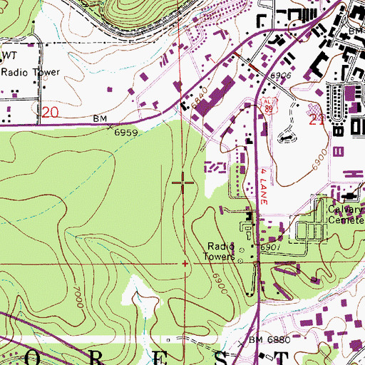 Topographic Map of Ponderosa Pines Care and Rehabilitation Center, AZ