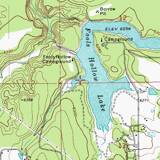 Topographic Map of Fool Hollow West Boat Launch, AZ