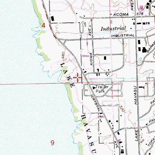 Topographic Map of Lake Havasu Yacht Club, AZ