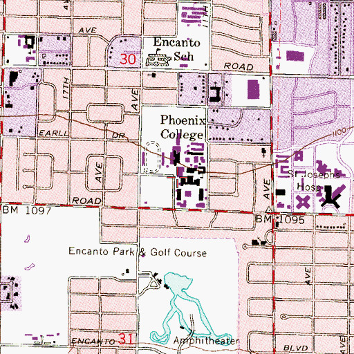 Topographic Map of Phoenix College Downtown Campus Bulpitt Auditorium, AZ