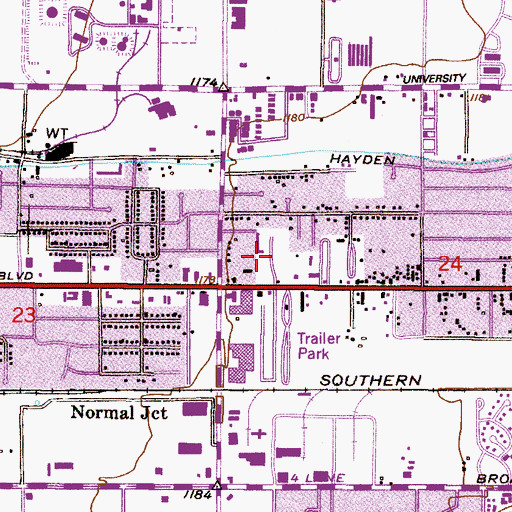 Topographic Map of Apache Palms Recreational Vehicle Park, AZ