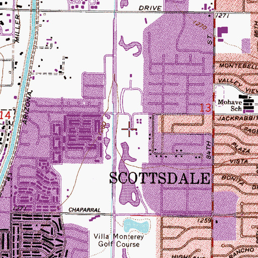 Topographic Map of Chaparral Community Center, AZ
