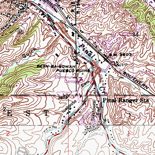 Topographic Map of Globe Community Center, AZ