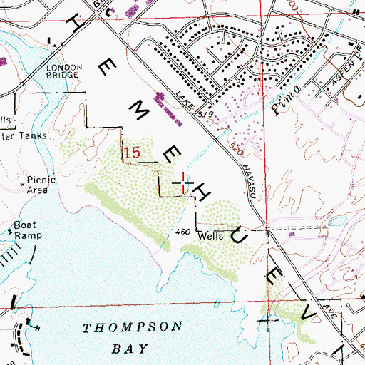 Topographic Map of Lake Havasu City Aquatic Center, AZ