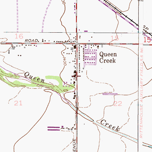 Topographic Map of Queen Creek Community Center, AZ