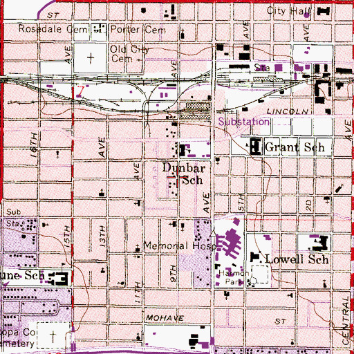 Topographic Map of Vernell Coleman Recreation Center, AZ