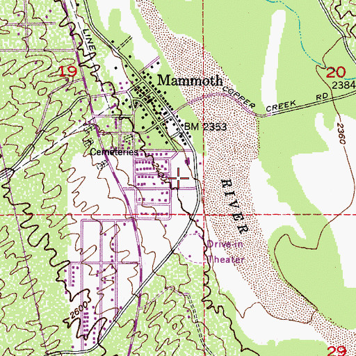 Topographic Map of Mammoth Post Office, AZ