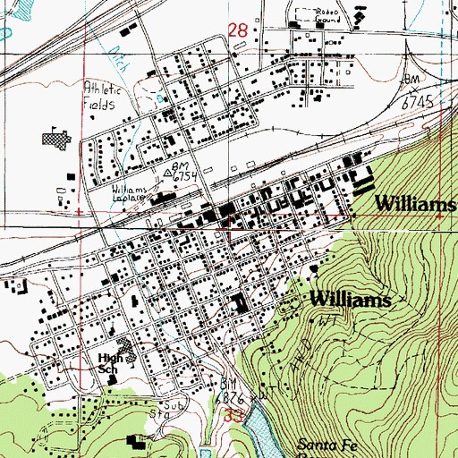 Topographic Map of Williams Post Office, AZ