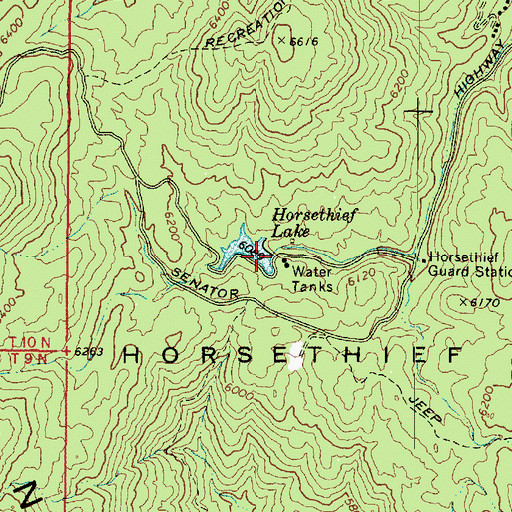 Topographic Map of Horsethief Boat Launch, AZ