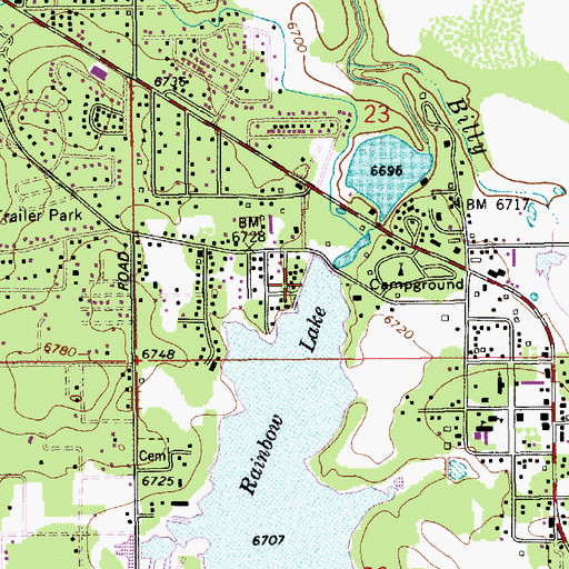 Topographic Map of Rainbow Lake Boat Ramp, AZ