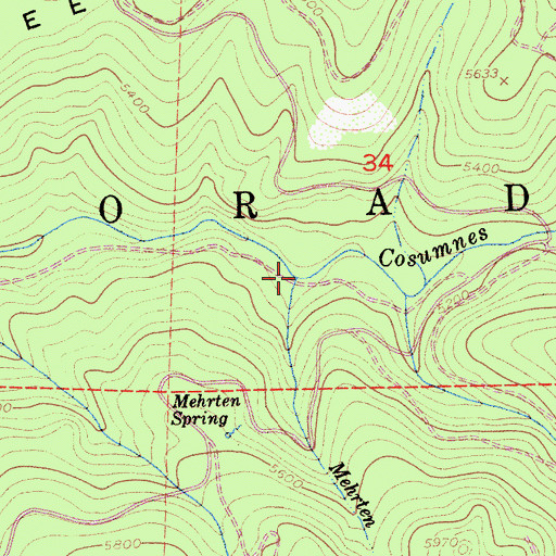Topographic Map of Mehrten Creek, CA