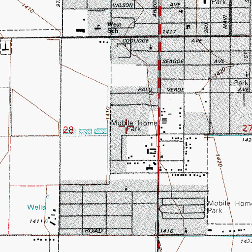 Topographic Map of Indian Skies Recreational Vehicle Resort, AZ