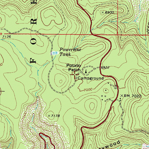 Topographic Map of Potato Patch Campground, AZ
