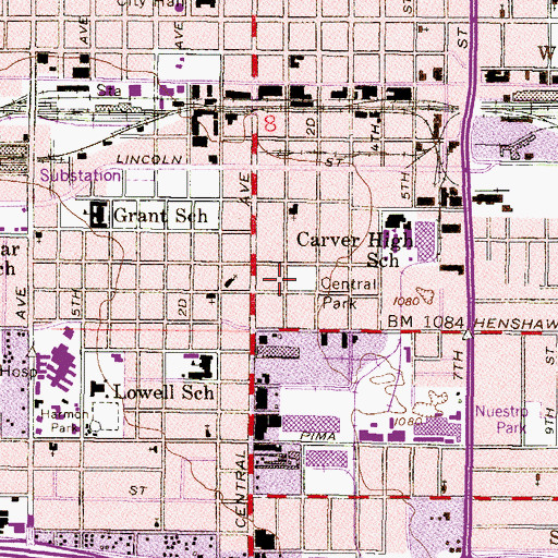 Topographic Map of Central Park Recreation Center, AZ